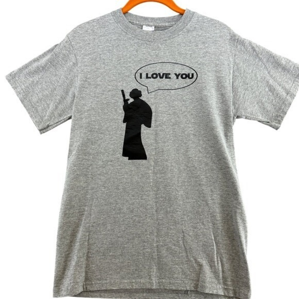 Princess Leia "I love you" T Shirt Heather Gray Small Star Wars Convention
